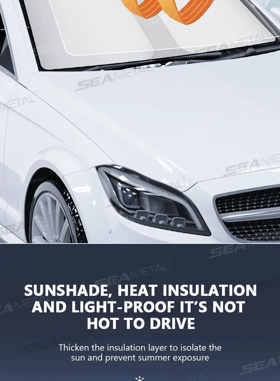 SEAMETAL Car Windshield Sun Shade Cover Foldable Front Window Sun Visor Blocks UV Refletive Car Parasol Sunshade Protector Cover