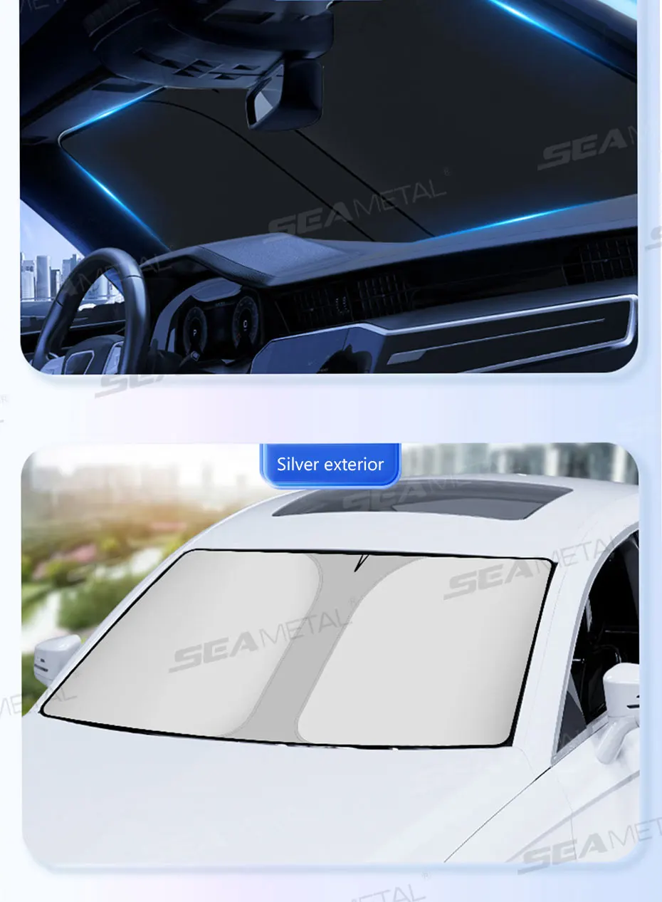 SEAMETAL Car Windshield Sun Shade Cover Foldable Front Window Sun Visor Blocks UV Refletive Car Parasol Sunshade Protector Cover