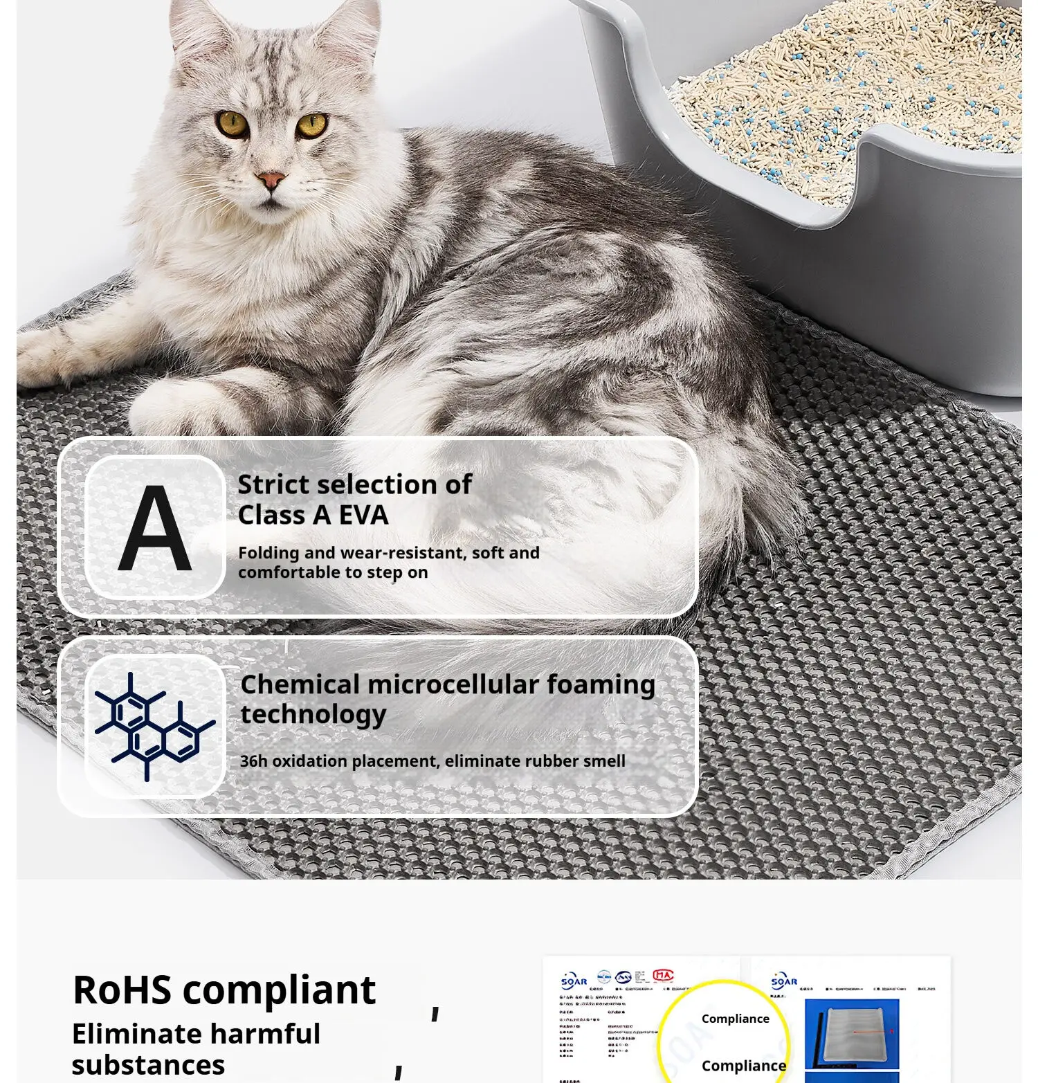 60CMX90CM Cat Litter Mat Waterproof Double Layer Pet Litter Box Mat Pet Toilet Cat Mat Nonslip Sand Cat Washable Mat Pet Clean