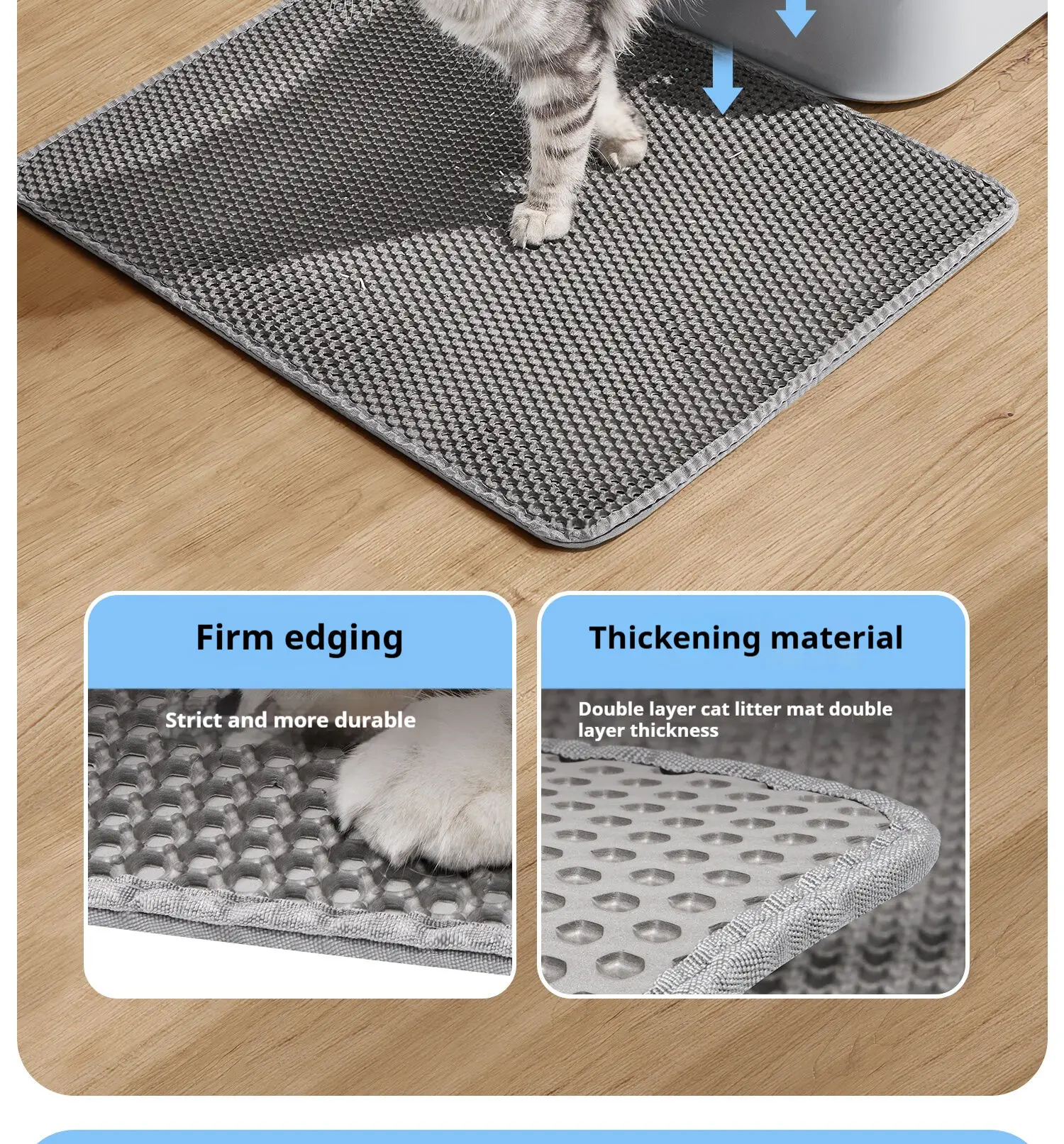 60CMX90CM Cat Litter Mat Waterproof Double Layer Pet Litter Box Mat Pet Toilet Cat Mat Nonslip Sand Cat Washable Mat Pet Clean