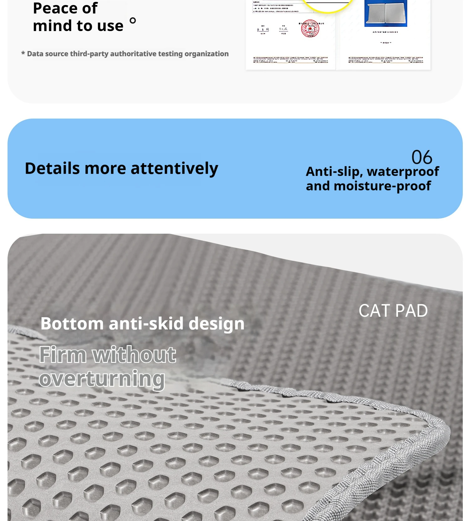 60CMX90CM Cat Litter Mat Waterproof Double Layer Pet Litter Box Mat Pet Toilet Cat Mat Nonslip Sand Cat Washable Mat Pet Clean