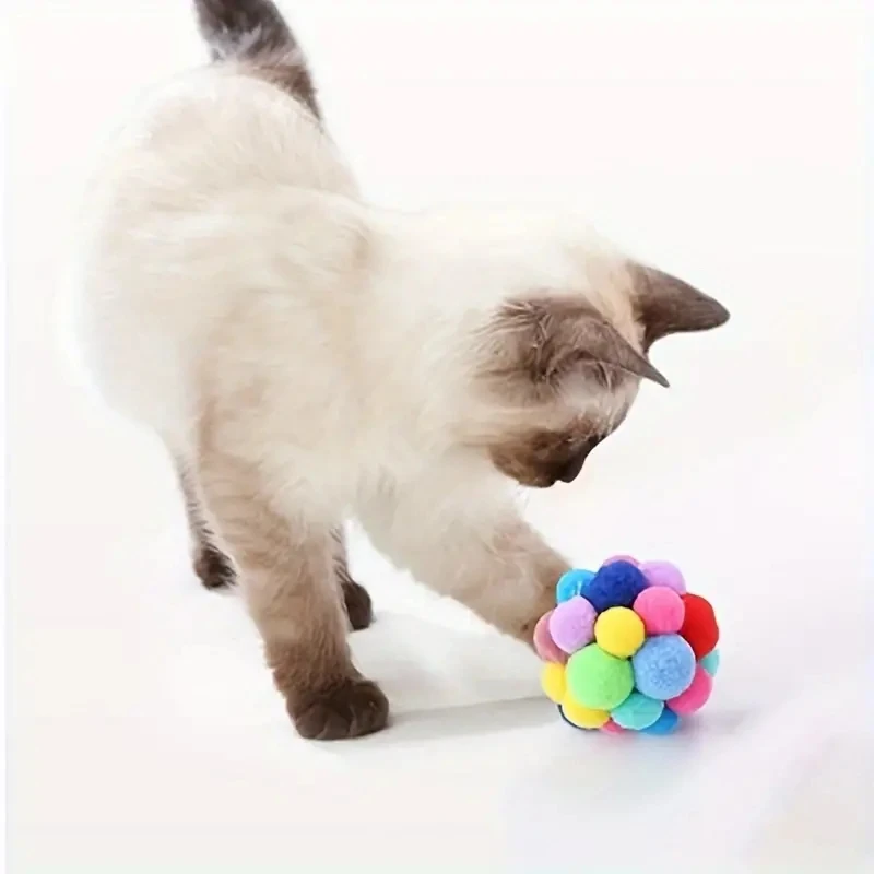 1/3PCS Cat Toys Cat Plush Ball Toy Pet Elastic Bell Ball Self Hi Ball Playing Cat Colorful Woolen Ball - Image 6