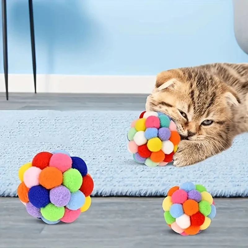 1/3PCS Cat Toys Cat Plush Ball Toy Pet Elastic Bell Ball Self Hi Ball Playing Cat Colorful Woolen Ball 1/3PCS Cat Toys Cat Plush Ball Toy Pet Elastic Bell Ball Self Hi Ball Playing Cat Colorful Woolen Ball