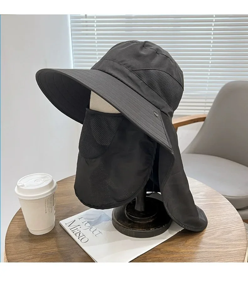 Summer Sun Hats UV Protection Outdoor Hunting Fishing Cap For Men Women Hiking Camping Visor Bucket Hat Neck Flap Fisherman Hat