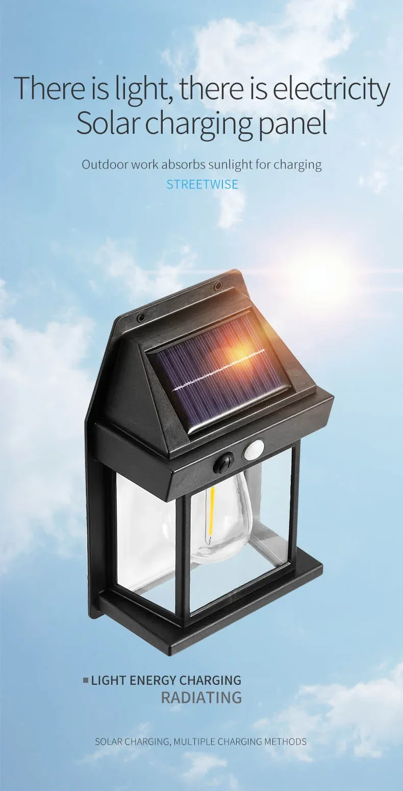 Powerful Solar Wall Light Outdoor Waterproof LED Lamp House Garden Fence Decoration Light Sensor Solar Energy Wall Lantern LED